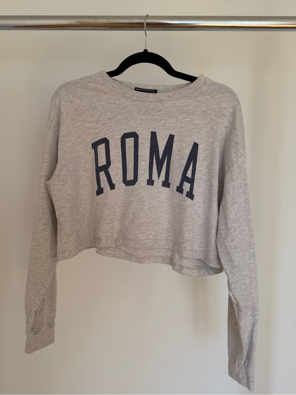 Brandy Melville ROMA Cropped Sweatshirt - Light Gray - Picture 2 of 3